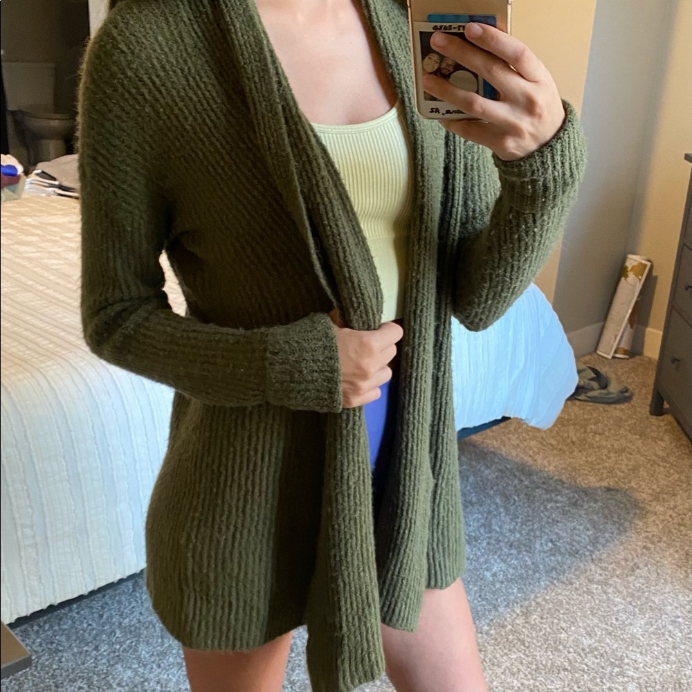 Very cozy forest green cardigan